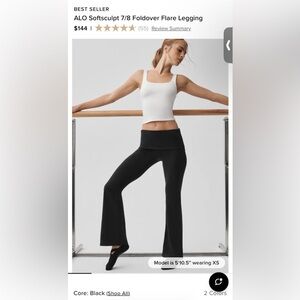 ALO Yoga Black Foldover Flare Leggings